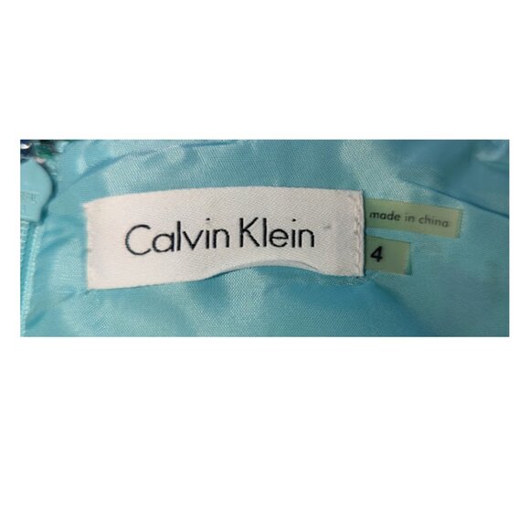 Calvin Klein Linen Blend Blue Green Floral Sheath Dress Classic Chic *SZ 4 - Picture 12 of 12